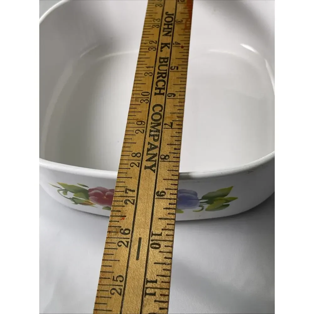 Corning Ware Baking Casserole Dish Summer Blush Pansy Square Floral Vintage